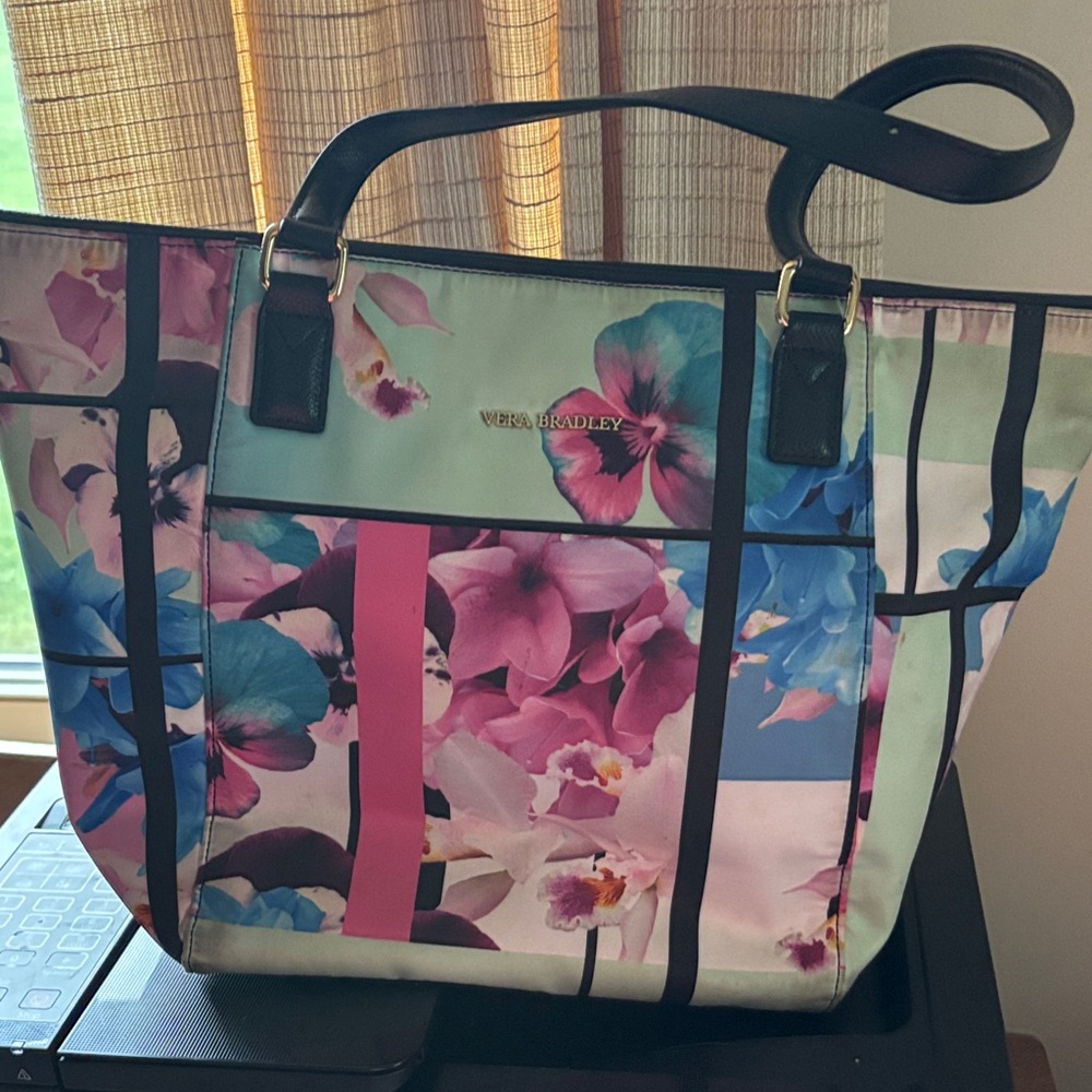 Vera Bradley Floral Tote Bag - Pink, Blue, Black